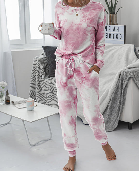 Damen Freizeit-Loungewear Set mit modischem Batikdesign und bequemen Passform R&B