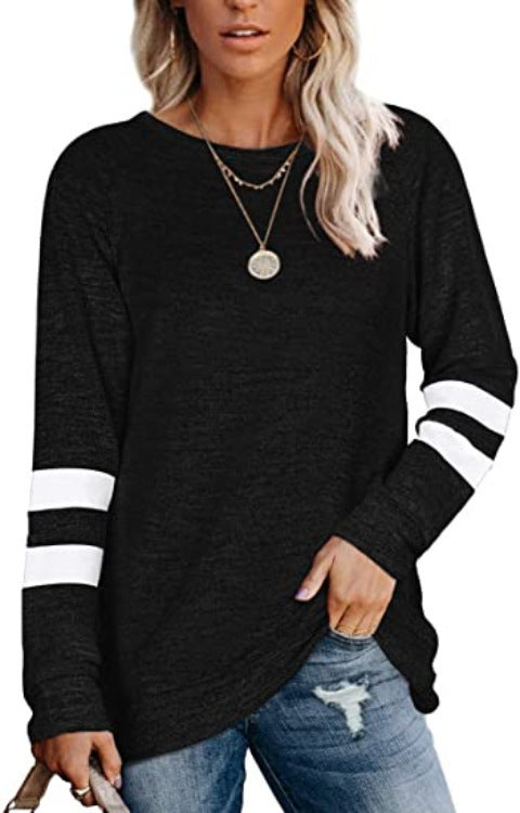 Damen lässiger Oversized Pullover mit sportlichen Streifendetails R&B
