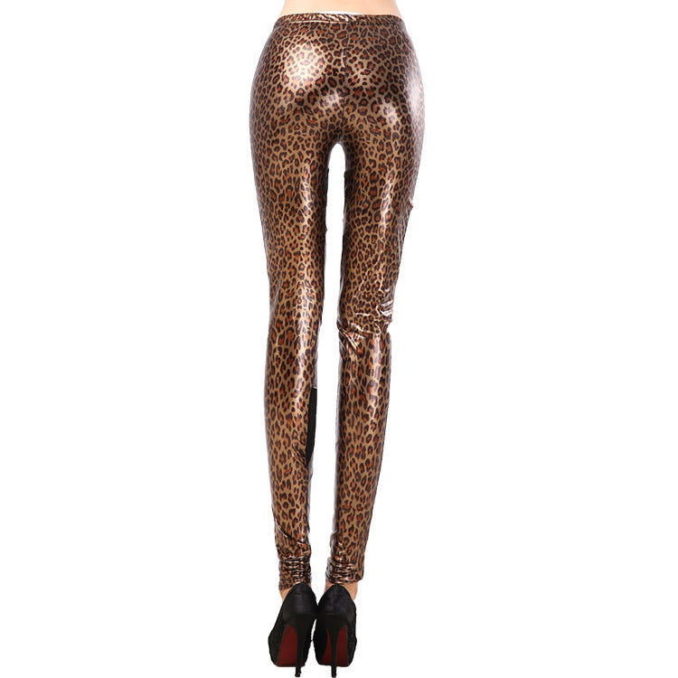 Damen Hochentwickelte Leggings mit Animal-Print und transparenten Einsätzen R&B