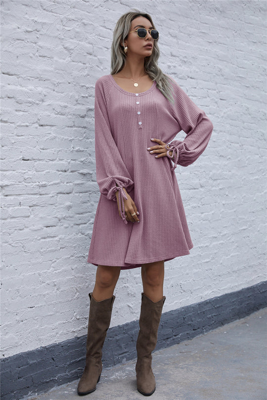Damen lässiges Waffel-Pulloverkleid R&B