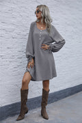 Damen lässiges Waffel-Pulloverkleid R&B