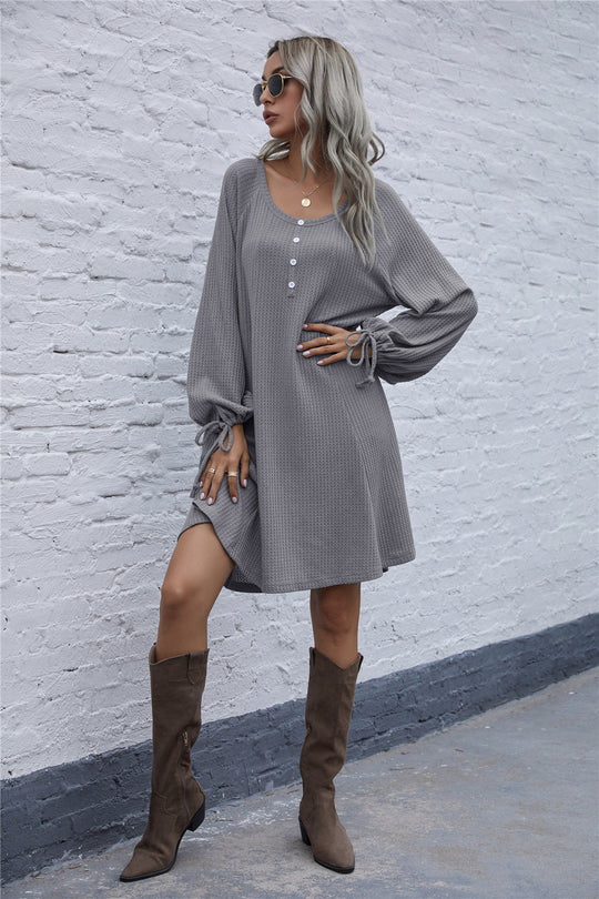 Damen lässiges Waffel-Pulloverkleid R&B