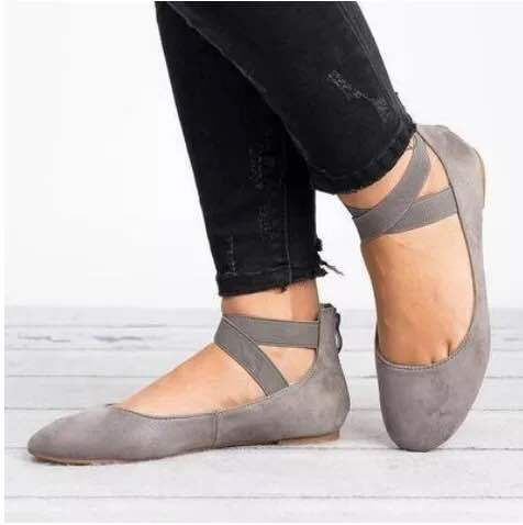 Damen Schicke Ballerinas mit elastischem Kreuzriemen und weichem Obermaterial R&B