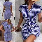 R&B | Ärmelloses gestreiftes Kleid mit Schnürsenkeln
