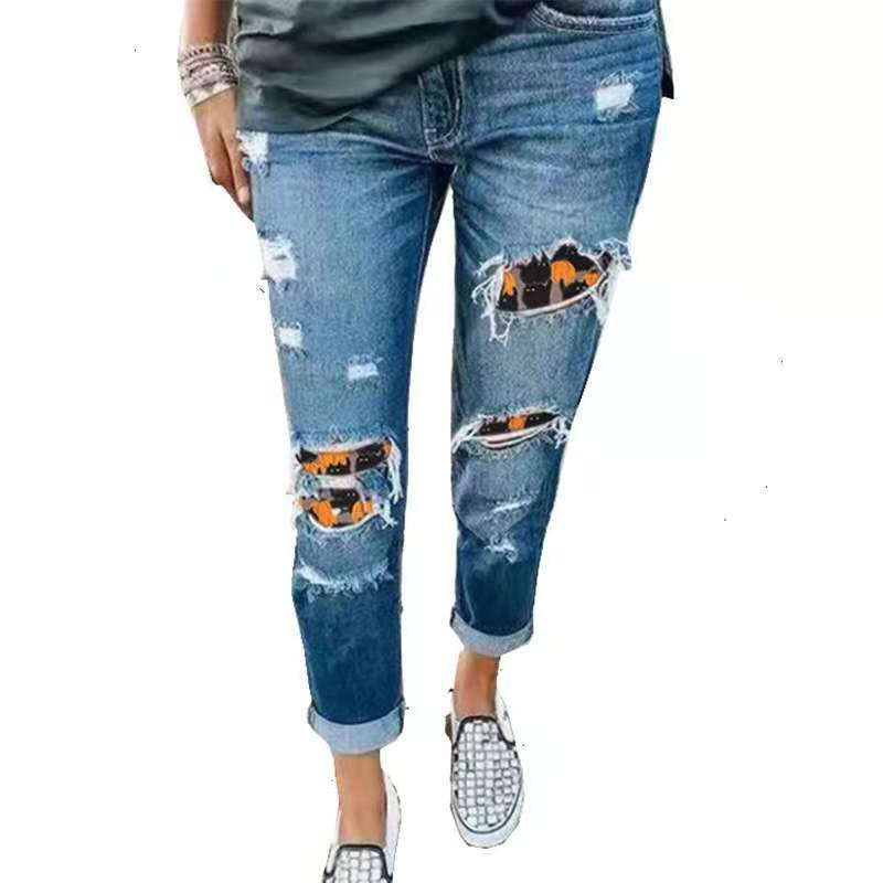 Damen Boyfriend-Jeans mit kreativen Applikationen R&B