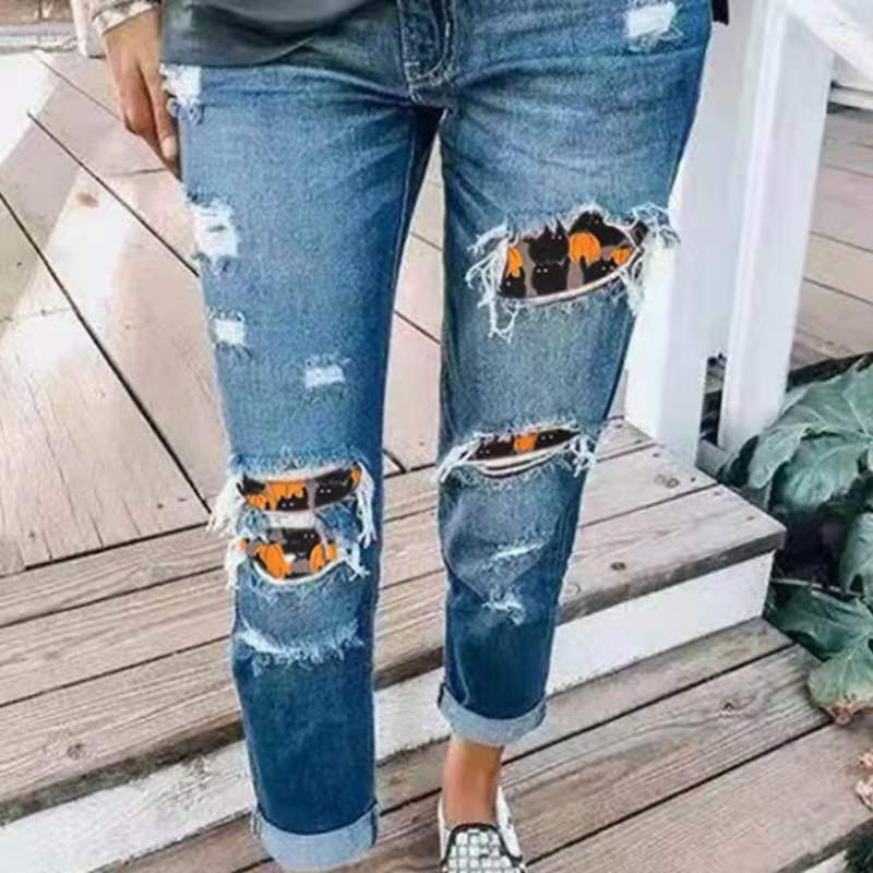 Damen Boyfriend-Jeans mit kreativen Applikationen R&B