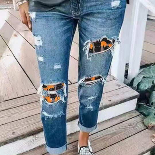 Damen Boyfriend-Jeans mit kreativen Applikationen R&B