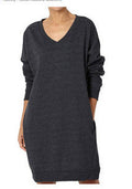 Damen Sweatshirt-Kleid mit V-Ausschnitt und praktischem Taschen-Design