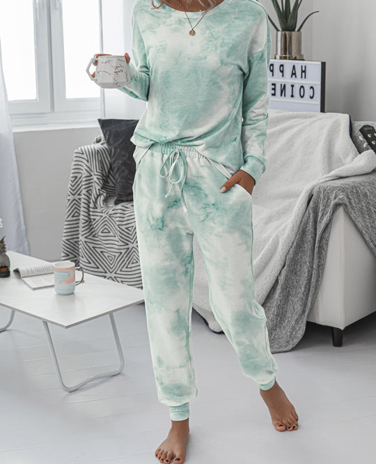 Damen Freizeit-Loungewear Set mit modischem Batikdesign und bequemen Passform R&B
