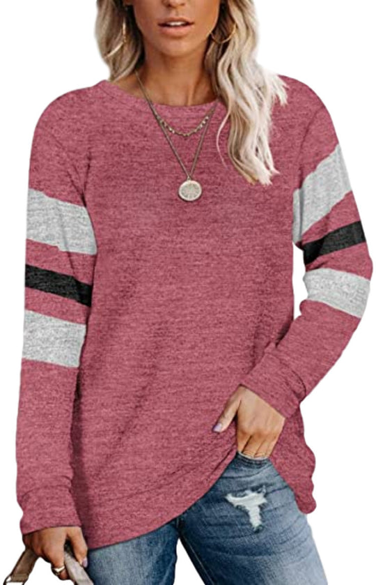 Damen lässiger Oversized Pullover mit sportlichen Streifendetails R&B
