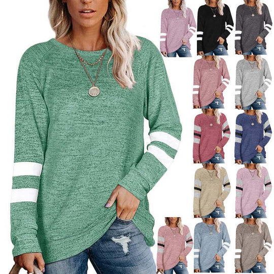 Damen lässiger Oversized Pullover mit sportlichen Streifendetails R&B
