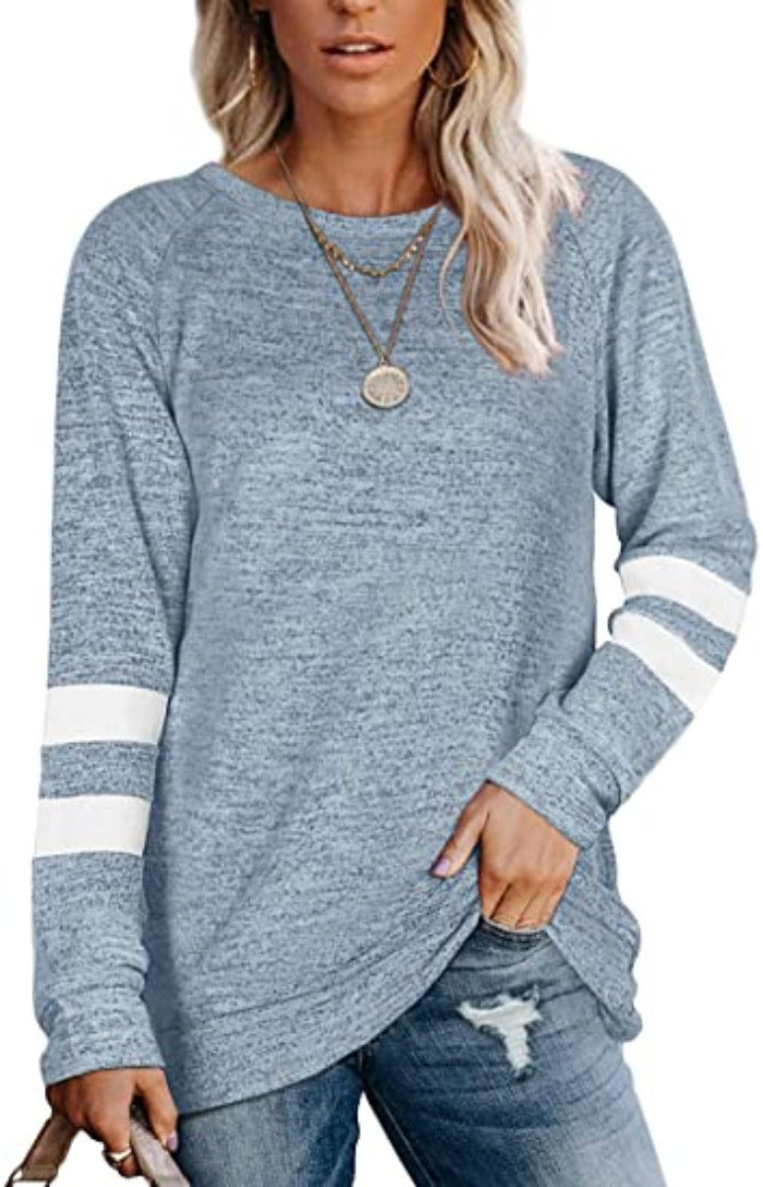 Damen lässiger Oversized Pullover mit sportlichen Streifendetails R&B