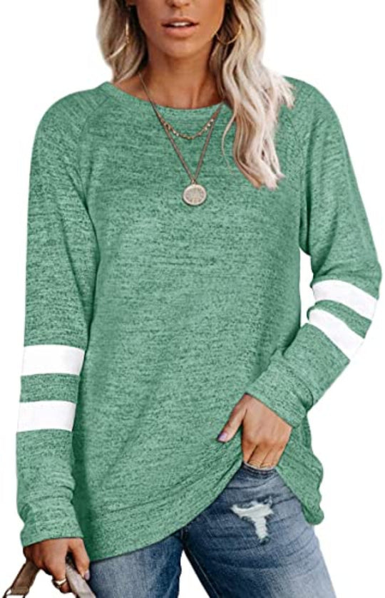 Damen lässiger Oversized Pullover mit sportlichen Streifendetails R&B
