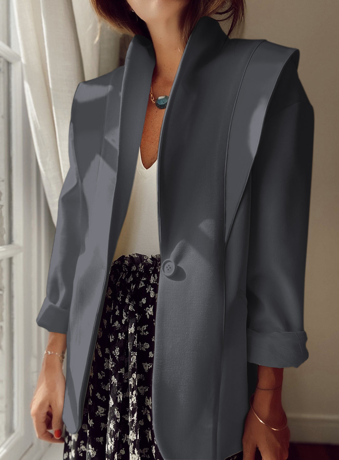 Damen Blazer im modernen Oversized-Schnitt mit schickem Revers R&B