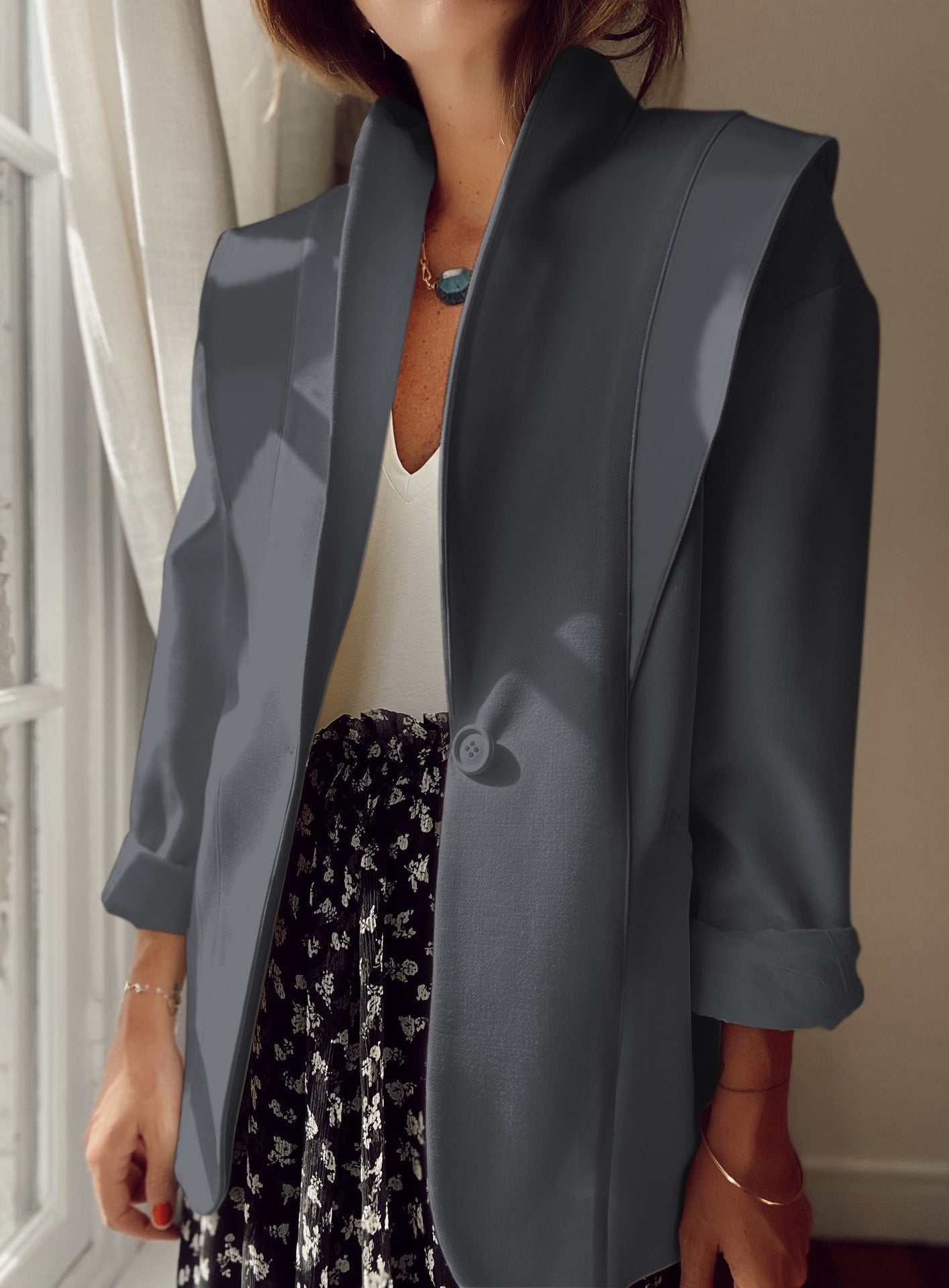 Damen Blazer im modernen Oversized-Schnitt mit schickem Revers R&B