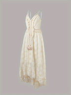 Heidi-Mode – boho-maxi-sommerkleid mit spaghettiträgern und v-ausschnitt
