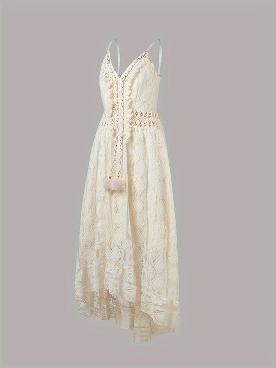 R&B – boho-maxi-sommerkleid mit spaghettiträgern und v-ausschnitt