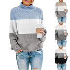 Damen Pullover mit hohem Kragen und strukturierter Wart