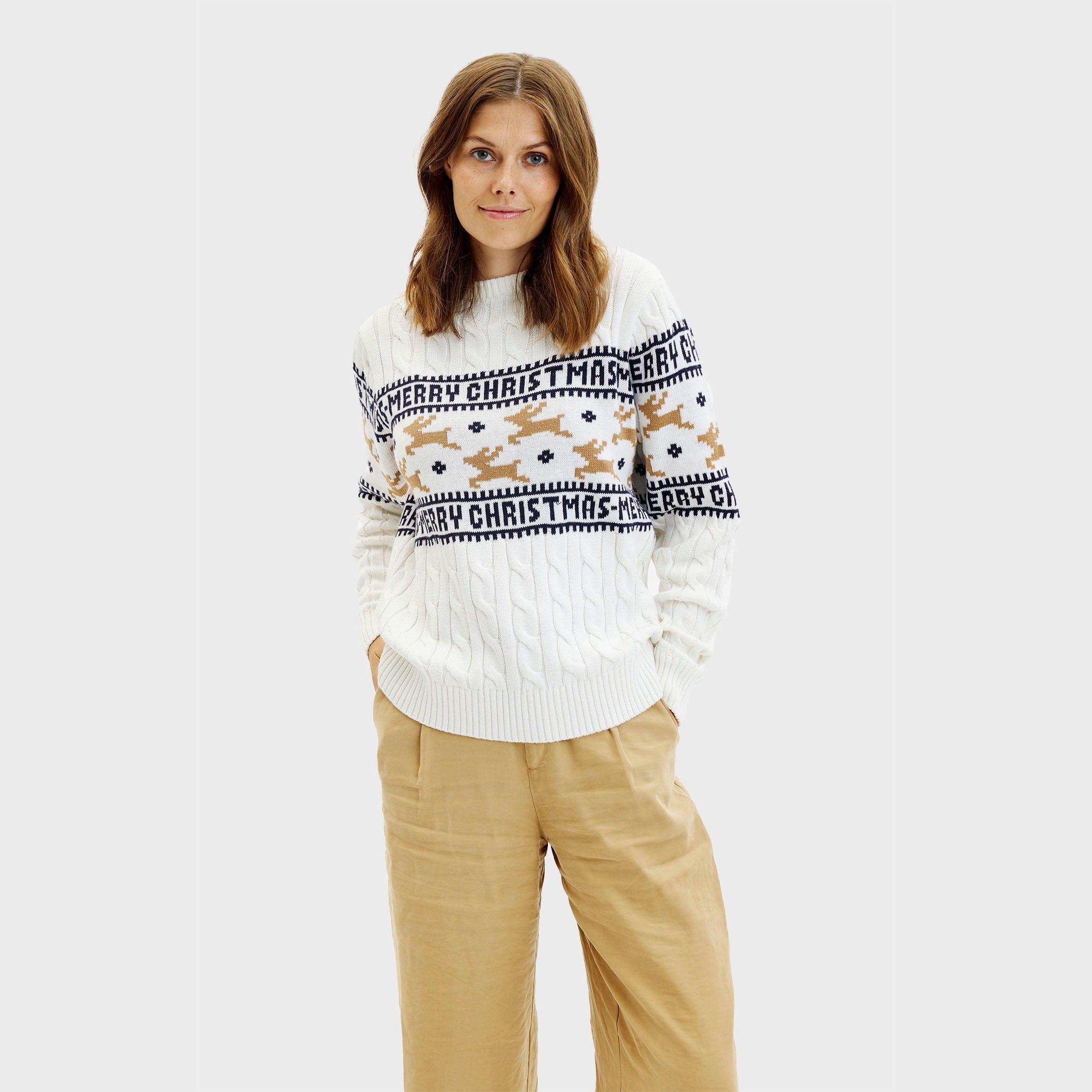 R&B | Der elegante Weihnachts-Pullover Weiß Frauen