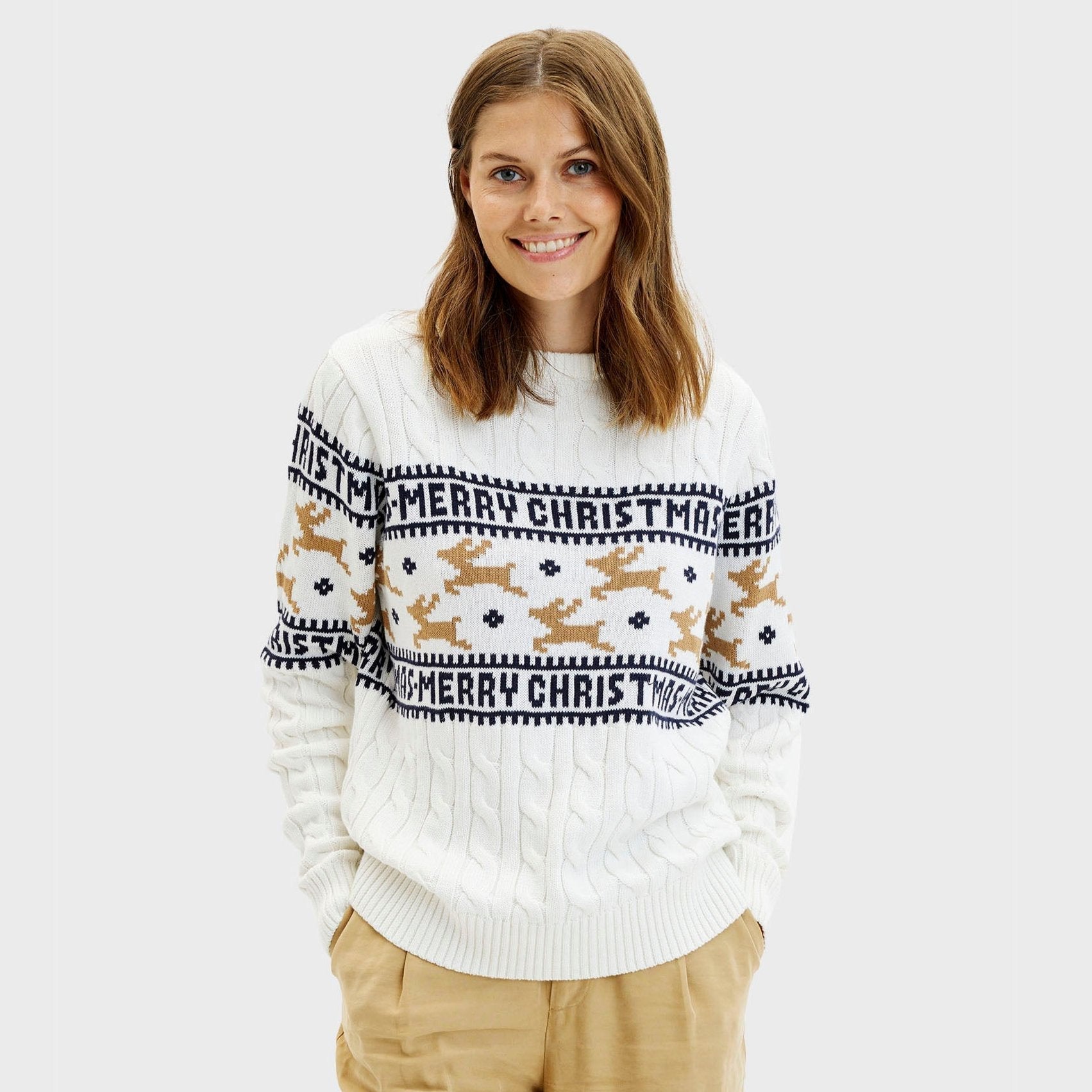 R&B | Der elegante Weihnachts-Pullover Weiß Frauen