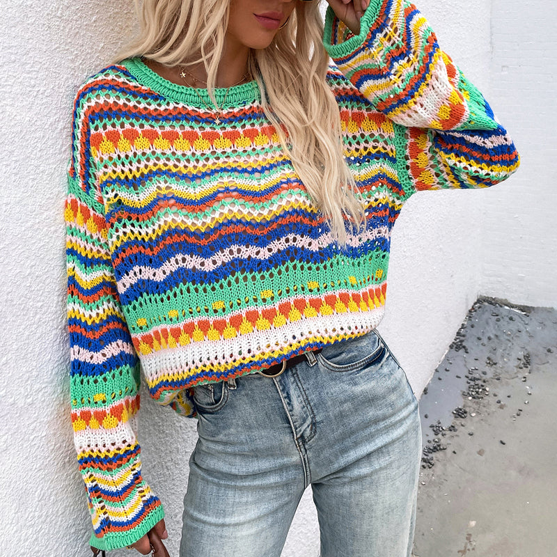 R&B | Gestreifter Strickpullover Mit Feinem Design