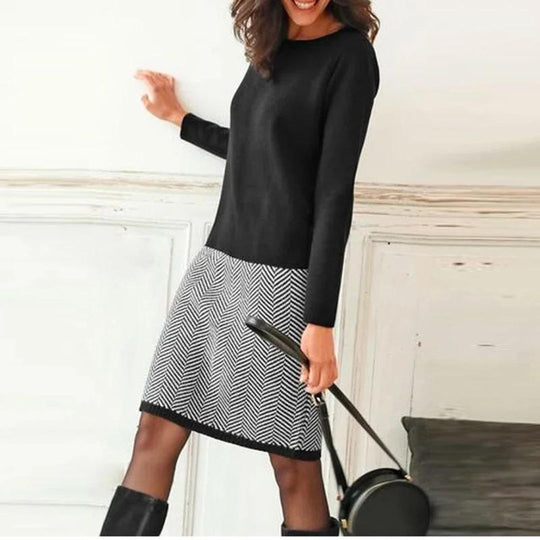 Schickes Kleid mit Hahnentritt-Saum
