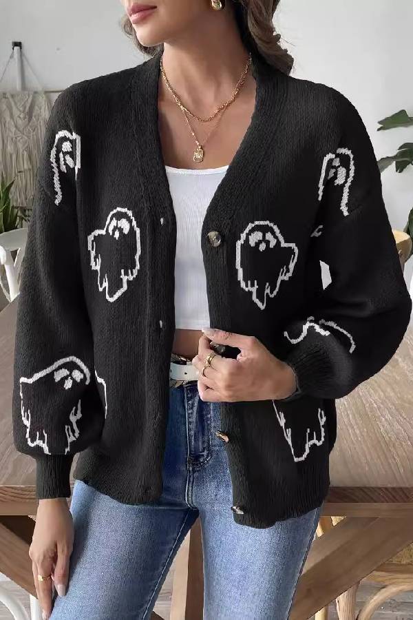 R&B | Lockere lässige Cartoon Jacquard-Jacke