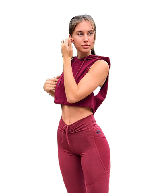Damen sportliches cropped Kapuzenoberteil mit elastischem Saum R&B