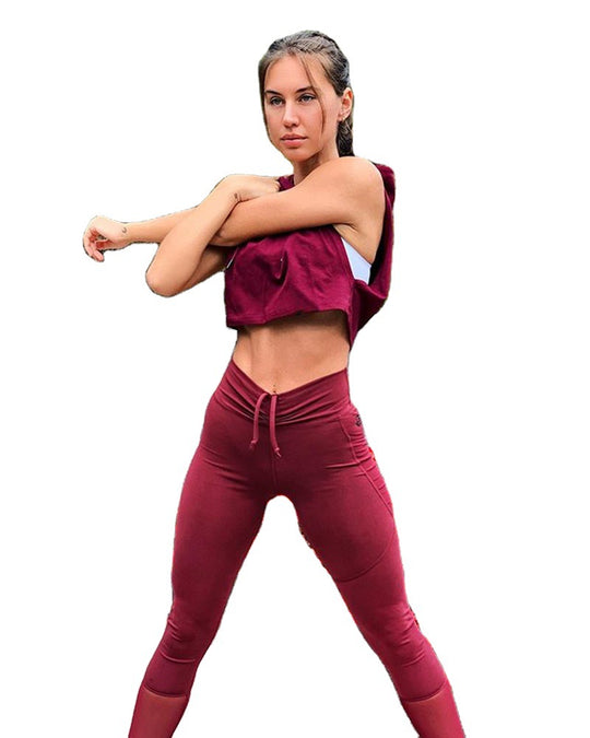 Damen sportliches cropped Kapuzenoberteil mit elastischem Saum R&B