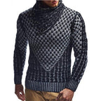 Herren Strickpullover mit innovativem Hohem Kragen und strukturiertem Muster R&B