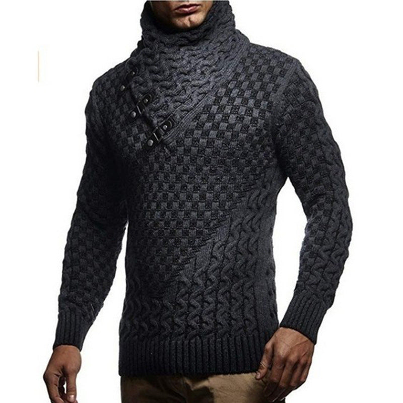 Herren Strickpullover mit innovativem Hohem Kragen und strukturiertem Muster R&B