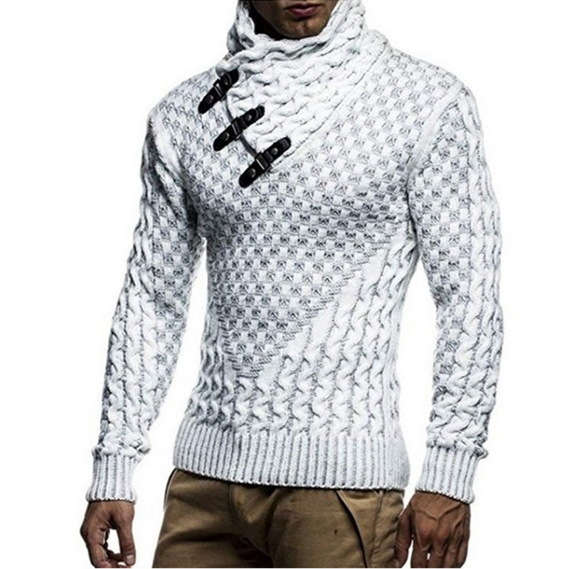 Herren Strickpullover mit innovativem Hohem Kragen und strukturiertem Muster R&B
