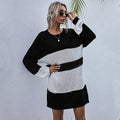 Damen Oversize-Strickkleid mit modischem Streifenmuster