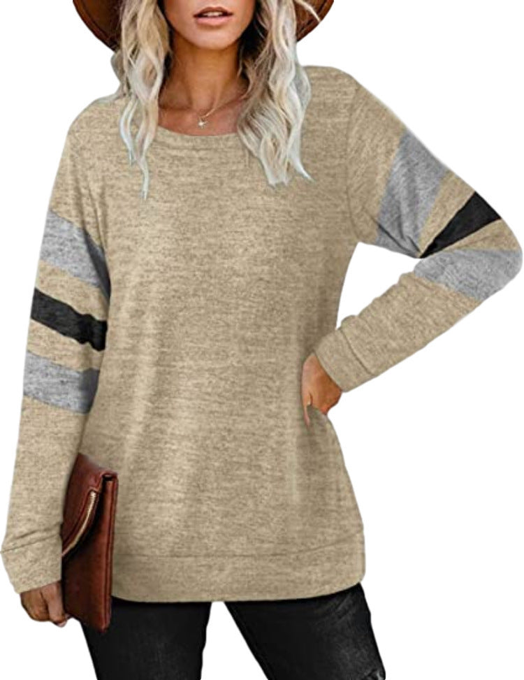 Damen lässiger Oversized Pullover mit sportlichen Streifendetails R&B