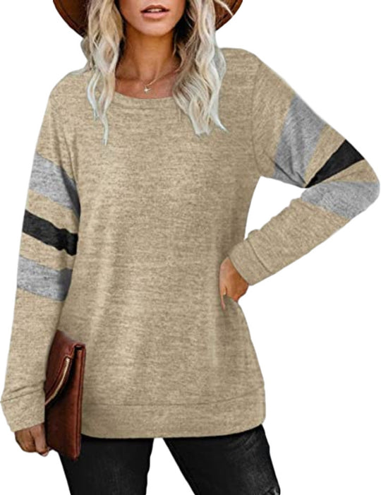 Damen lässiger Oversized Pullover mit sportlichen Streifendetails R&B