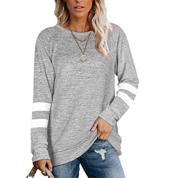 Damen lässiger Oversized Pullover mit sportlichen Streifendetails R&B