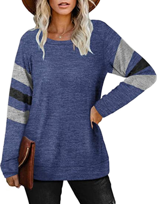 Damen lässiger Oversized Pullover mit sportlichen Streifendetails R&B