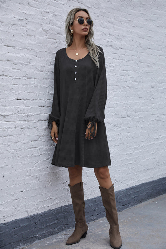 Damen lässiges Waffel-Pulloverkleid R&B