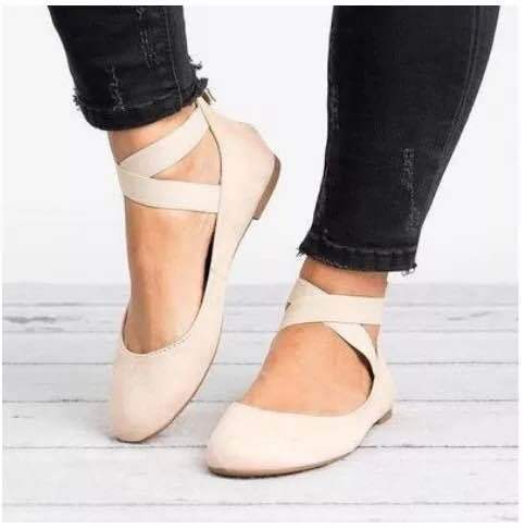 Damen Schicke Ballerinas mit elastischem Kreuzriemen und weichem Obermaterial R&B