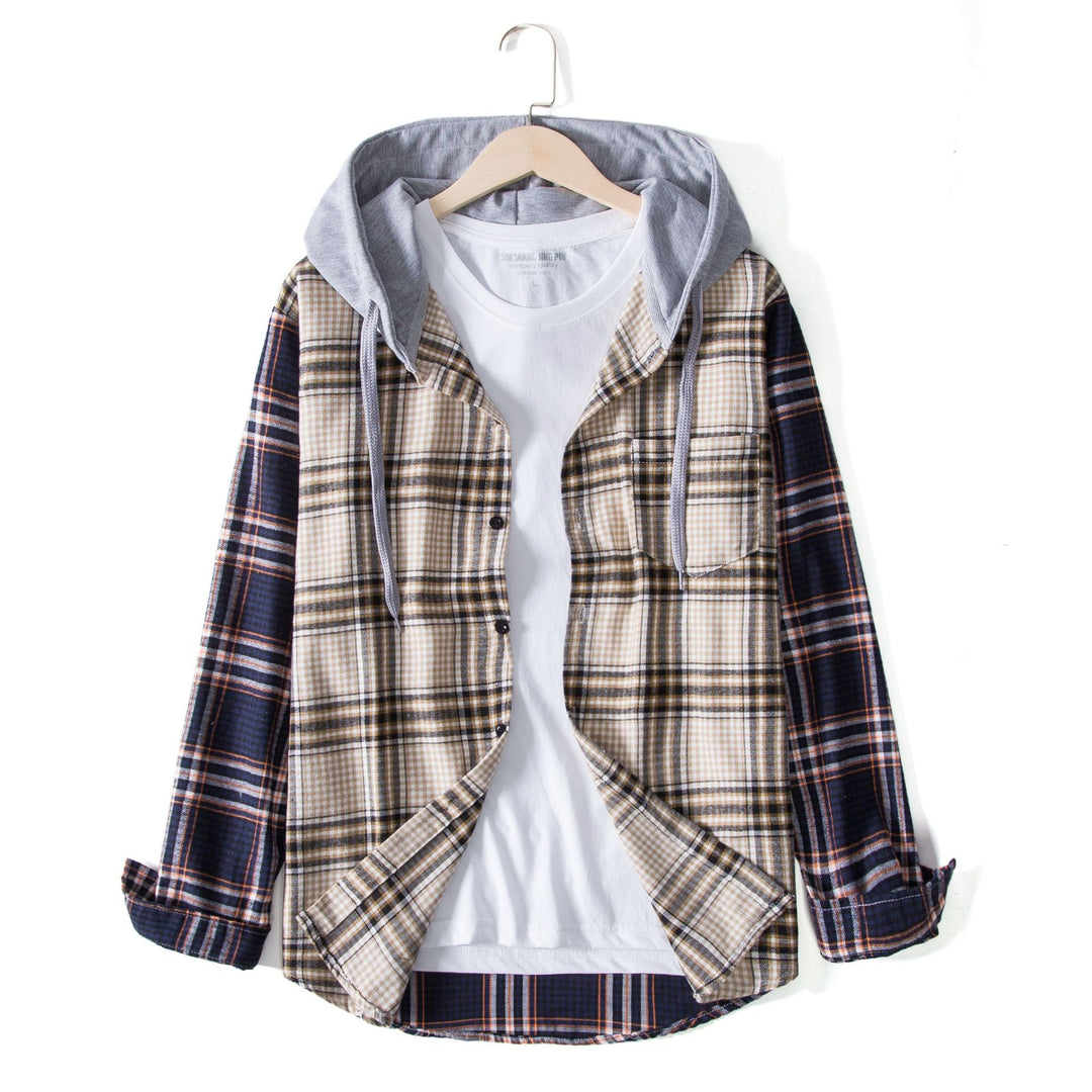 Herren Karohemdjacke mit integrierter Kapuze und bequemer Passform R&B