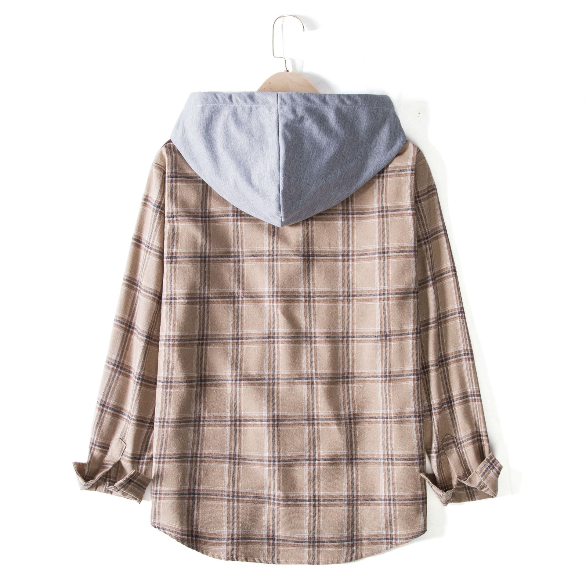 Herren Flanellhemdjacke mit integrierter Kapuze und modernem Karomuster