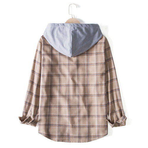 Herren Flanellhemdjacke mit integrierter Kapuze und modernem Karomuster R&B