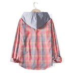 Damen Flanellhemd mit Kapuze und praktischem Design