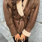 R&B | Stylische Kunstlederjacke mit Teddy Futter und Schnürdetails