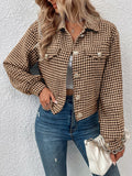 R&B | Kurze Jacke mit Hahnentritt-muster Knopfverschluss Schick und Klassischer Stil