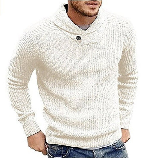 Herren Grobstrick Rollkragenpullover mit Knopfdetails R&B