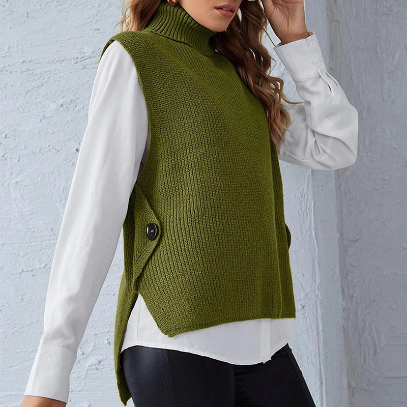 Damen Strickweste mit Stehkragen und Knopfdetails R&B