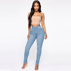 Damen Hoch geschnittene Skinny Jeans mit formenden Nähten R&B