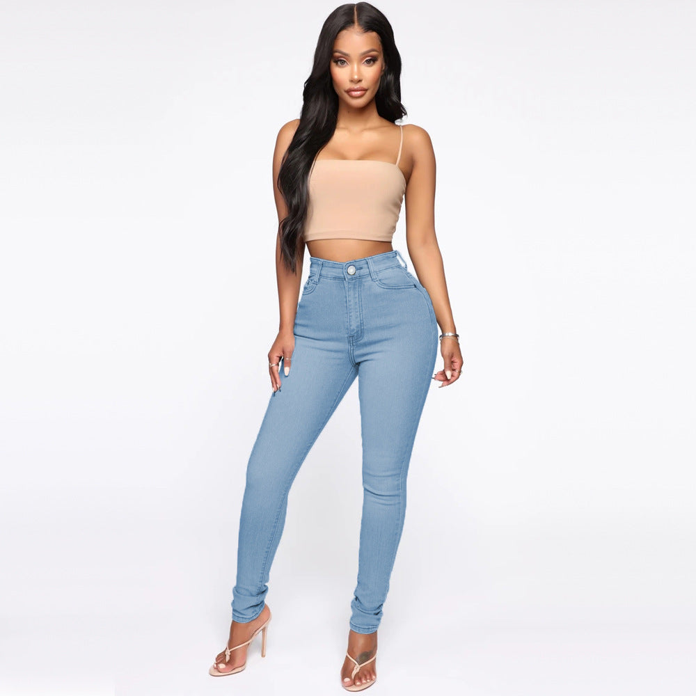 Damen Hoch geschnittene Skinny Jeans mit formenden Nähten R&B