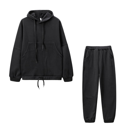 Damen Lässiger Kapuzenanzug mit bequemen Taschen und regulierbarem Bund R&B